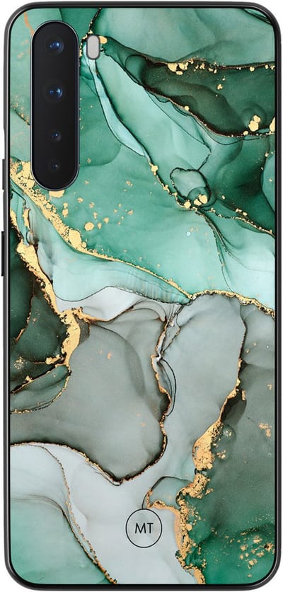 OnePlus Nord hoesje - Groen grijs marmer