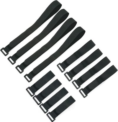 Set van 12 Herbruikbare Klittenband Kabelbinders in 3 Lengtes, Ideaal voor Kabelorganisatie en Kabelbeheer, Zwart Nylon Kabelbinders van 2.5 x 30 cm, 2.5 x 40 cm en 2.5 x 80 cm