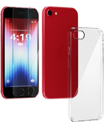 Hoesje geschikt voor iPhone SE2022/20/8/7 Transparant - 2x screenprotector - beschermglas screen protector - Anti Shock hoesje case