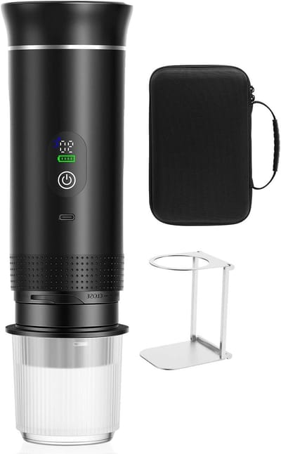 Draagbare Koffiemachine - Reis Koffiezetter - Koffie Zetten Onderweg - 3-in-1 Functionaliteit - 80ml Capaciteit - Zwart