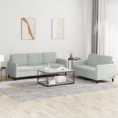 vidaXL - 2-delige - Loungeset - fluweel - lichtgrijs
