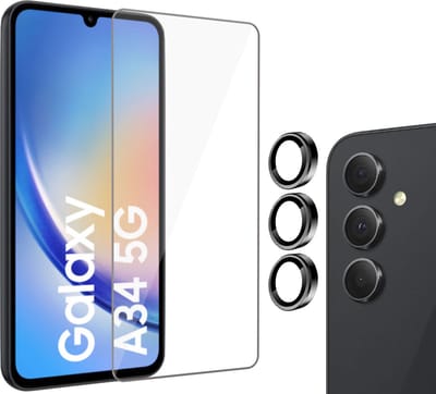 Geschikt voor Samsung A34 Screenprotector + Beschermglas Geschikt voor Samsung A34 Camera Lens
