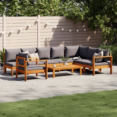 vidaXL - 6-delige - Loungeset - met - kussens - massief - acaciahout