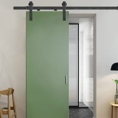 ACXIN Schuifdeur Bevestigingsset Schuifdeursysteem Kit Zwart - 200cm - Rail Van Koolstofstaal - Max Belastbaar 130kg - Voor Deurdikte 35–45mm