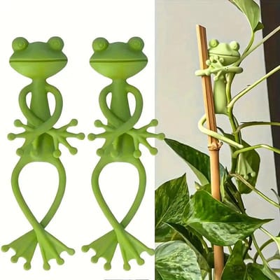 2 PIÈCES Décoration de Jardin d'Intérieur Porte-Plantes Grenouille, Support Stable Pour Petites Plantes en Pot, Support Forme Simulation Verte 2PC vert