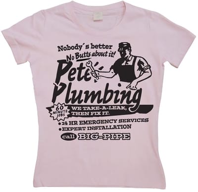 Hybris Petes Plumbing Girly T-shirt voor dames, roze