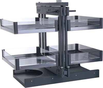 Milano Luxurious® Magic Corner - Hoek Keukenkast Organizer- Uitschuiflades - 4 plateaus, 2 levels - 48 x 87 x 58 cm - deurbreedte 40 cm – antraciet