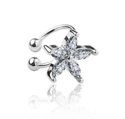 Bloem ear cuff | zilver gekleurd