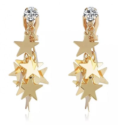 Clip oorbellen-Sterren-Strass-Goudkleurig- geen gaatje- Charme Bijoux
