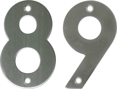 AMIG Huisnummer 89 - massief Inox RVS - 10cm - incl. bijpassende schroeven - zilver
