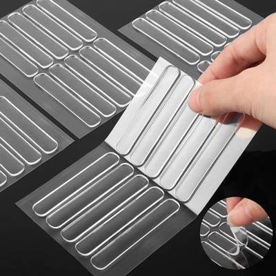 Rubber Bumpers Stripes - Clear Self Adhesive Door Bumper Buffer Pads (60pcs, 2.5 x 0.4 x 0.07 inch)