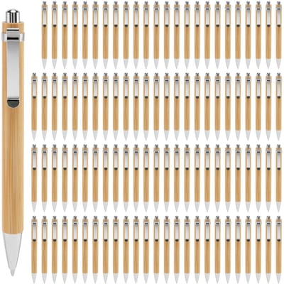 Dailygoods - 100 Stuks Bamboe Balpen - Kantoor & School Benodigdheden met Blauwe Inkt