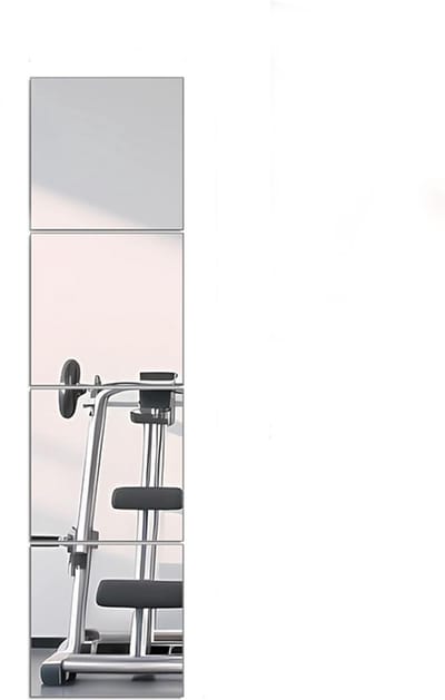 Spiegel van volledige lengte - 20 x 20 cm - Onbreekbare fitnessspiegel - Frameloze glazen wandspiegel - Onbreekbaar flexibel spiegeloppervlak - Geschikt voor thuisfitnessruimtes, entrees, slaapkamers en woonkamers - Vierdelige set