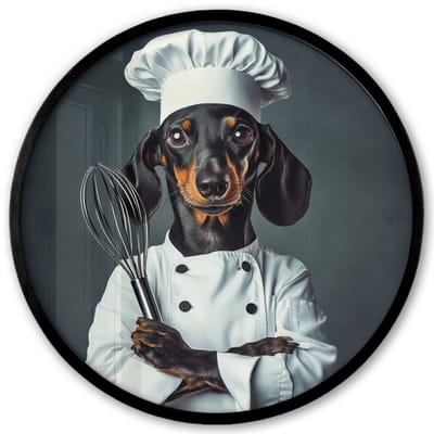 Poster in lijst Rond - Fotolijst 40x40 cm - Posters - Hond - Garde - Kok - Ronde posterlijst zwart - Decoratie - Wanddecoratie woonkamer - Muurdecoratie slaapkamer