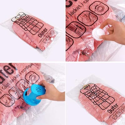 Zijwaarts Trekkende Hangende Vacuüm Compressiezak Kledinghaak Hangende Kledingopslag en Afwerkingszak pink