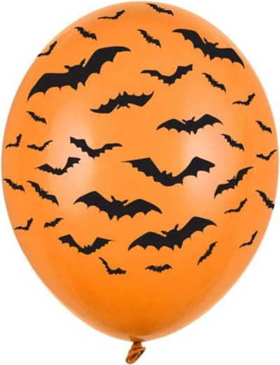 24x Oranje/zwarte Halloween ballonnen 30 cm met vleermuizen print - Halloween versiering/decoratie