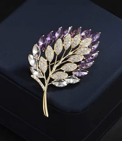 N3 Collecties Kristallen, sprankelende paarse blad broches voor vrouwen Unisex