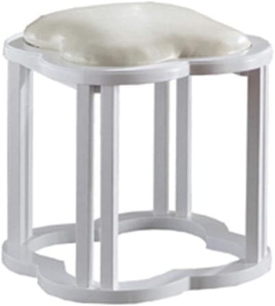 Voetenbankje Ottomaans - Schoenenkruk Hocker - Comfortabel Rusten - Massief Houten Frame - 41x45CM - Wit