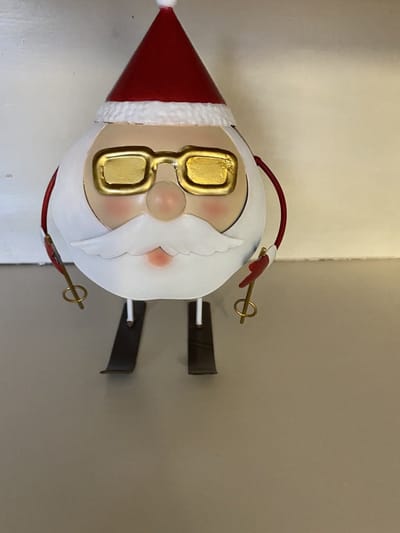 Metalen Kerstman op veer- Metal decoration - Santa - 20x12x0.5cm - decoratie
