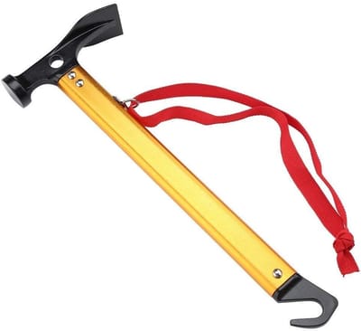 Allecto - Tent Hammer - Multifunctionele Tool - Lichtgewicht Aluminium - Goud - Haringtrekker - Perfect voor Kamperen - Stevige Tenthamer