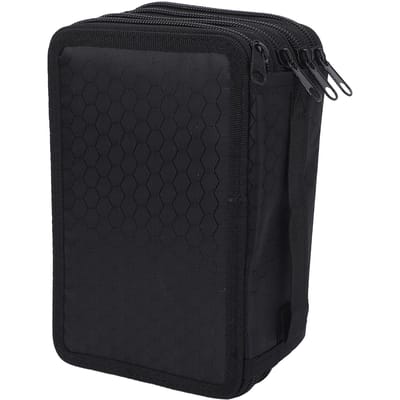 Trousse à crayons Oxford Tissu résistant à l'usure Pochette couleur unie Organiseur 72 emplacements 4 compartiments Portable noir