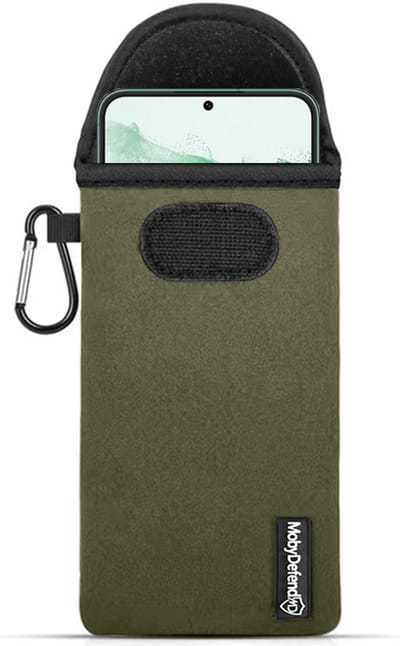 MobyDefend Hoesje - Geschikt voor Samsung Galaxy S22 Plus (S22+) - Neopreen Pouch Met Karabijnhaak - Insteek - Riemlus - Groen
