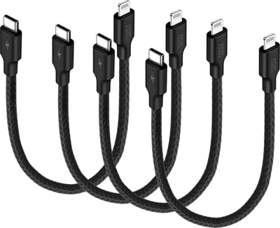 Voordeelbundel usb C kabel geschikt voor iPhone 14 13 12, iPad en AirPods naar Lightning ingang - 4 stuks - Kort - Stevig - Zwart