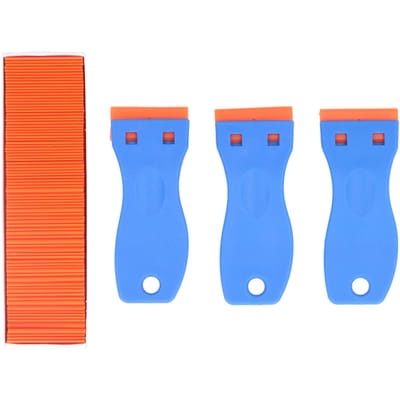 103 Pièces Outil Grattoir Lame de Rasoir Décalcomanie Autocollant Décapant pour Verre de Fenêtre Auto avec Manche blue