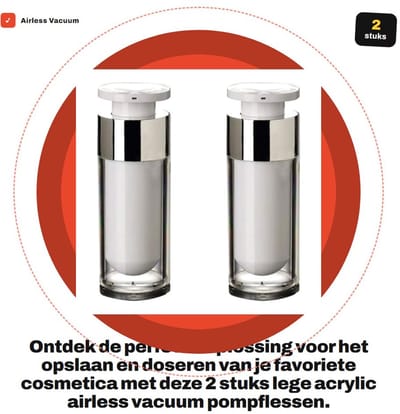 Dailygoods- Pompflacon 30ml - Leeg - Acryl - Airless - Cosmetische Dispenser - Transparant met Gouden Pomp - Makkelijk in Gebruik - Cosmeticfles