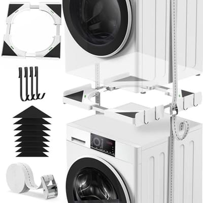 Ruimtebesparende Stapelset voor Wasmachine en Droger met Diepteverstelling 45-68 cm - TÜV-getest