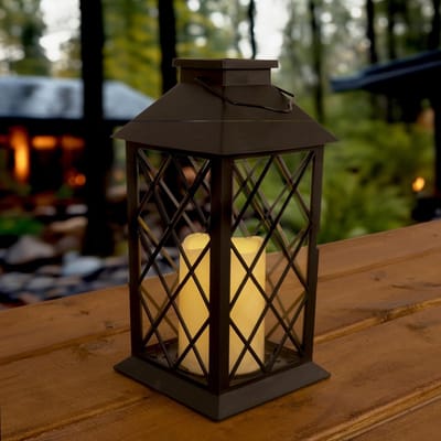 Solar tuinverlichting - Lantaarn 'Candle II' - Met kaars - Extra warm wit licht - Lantaarnpaal voor buiten - Buitenlamp op zonne-energie