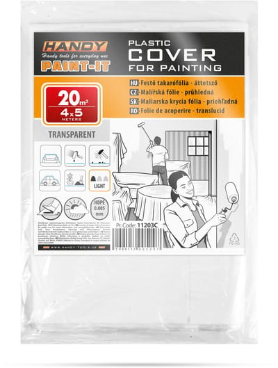Afdekfolie Schilderen / Verven HDPE 5 Micron – 4 × 5 m (20 m²) – Lichtgewicht Beschermfolie Voor Meubels En Vloeren [11203C]