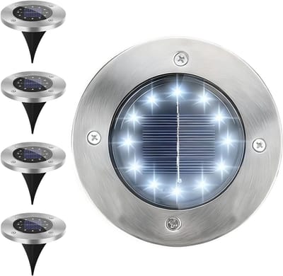 Set van 4 Waterdichte LED Solar Lampen voor Tuin en Oprit - Automatische Verlichting voor Gazons, Paden en Terrassen, Energiezuinig en Duurzaam