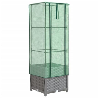 vidaXL - Plantenbak - verhoogd - met - kashoes - 40x40x139 - cm - rattanlook