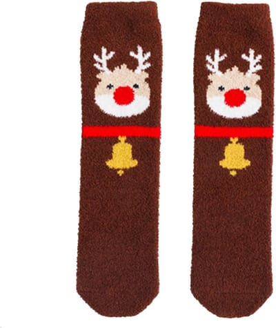 Babysokken - Warme slofjes - Binnen spelen - Antislip zooltjes - Kniehoog - Kerstprint