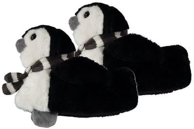 Apollo Dieren pantoffels Pinguin - peuters - zwart - kindersloffen - maat 31-32