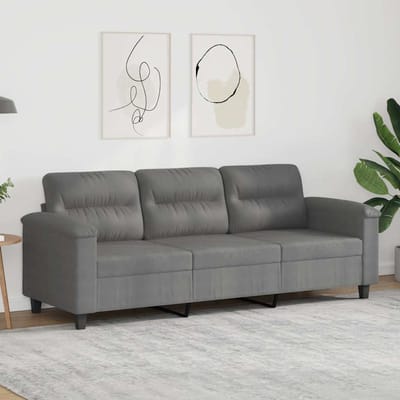 vidaXL - Driezitsbank - 180 - cm - microvezelstof - donkergrijs