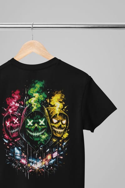 Oversized shirt - Neon darkness - Wurban Wear | Draak | Anime streetwear | Asian streetwear | Streetwear | Geisha | Techno outfit | Fantasy shirt | Gym shirt | y2k | Tattoo | Urban | Grote maten | Japanese mythology | Samurai | Zwart