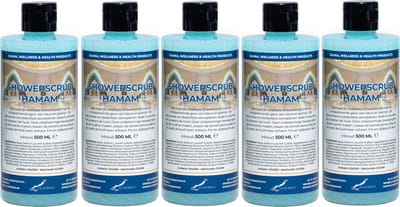 Showerscrub Hamam 500 ml - set van 5 stuks - verfrissende scrubgel - exfoliërende bodyscrub