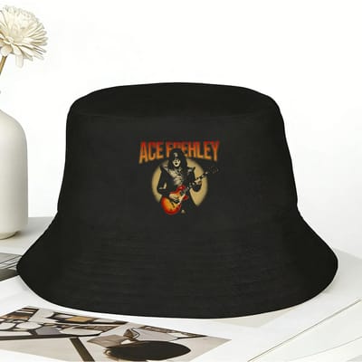 Vintage Ace Frehley Bucket Hoed Buiten Vissers Petten Voor Unisex Casual Vissen Vizier Hoeden Zachte Vouwpatroon Pet One Size brown