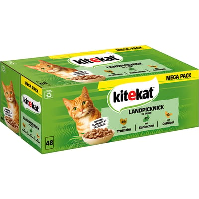 48x85g Maaltijdzakjes Landpicknick in Saus Kitekat Kattenvoer