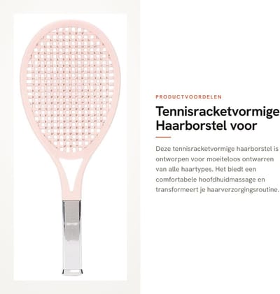 Dailygoods- Haarborstel Antiklit - Tennisracketvormig Ontwerp - Voor Alle Haartypes - Hoogwaardig ABS/Materiaal - Duurzaam Varkenshaar - Comfortabel Handvat - Haarborstels