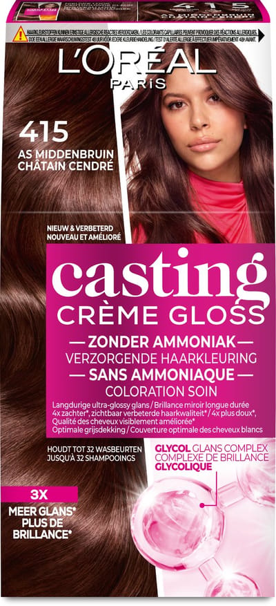 L’Oréal Paris Casting Crème Gloss Midden As Kastanjebruin 415 - Semi-permanente Haarkleuring Zonder Ammoniak