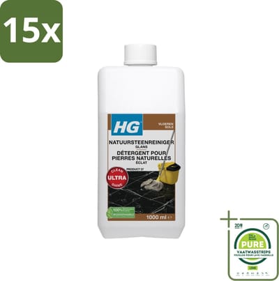 15 x HG Natuursteenreiniger Glans 1 liter - Grootverpakking - Natuursteenreiniger - Marmeren Vloeren - Kalkhoudende Natuursteen - Vloerreiniger - Glansreiniger