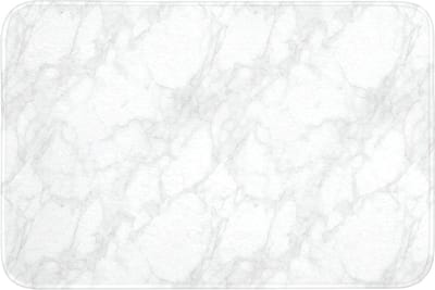Badmat 90x60 cm - Antislip - Minimalistisch - Wit - Grijze aders - Badmatten voor badkamer - Badkamermat - Douchemat - Badkamer mat