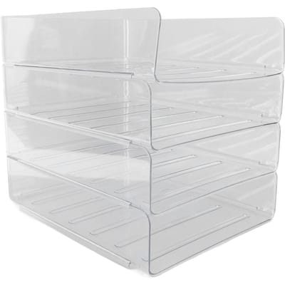 Bureau Brievenbak Set 4 Lagen Verdikt Transparant Multifunctioneel Stapelbaar A4 Papierbak white