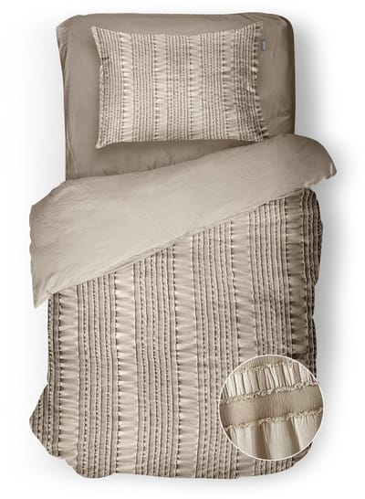 Eleganzzz Dekbedovertrek Pure Stitches - Soft Sand - Dekbedovertrek 140x200/220cm - Micropercal - Eenpersoons - Dekbedovertrekken - Effen Dekbedovertrek
