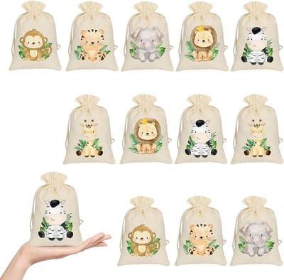 Set van 12 Herbruikbare Katoenen Trekkoordzakjes 10 x 15 cm voor Sieraden, Specerijen en Feestjes