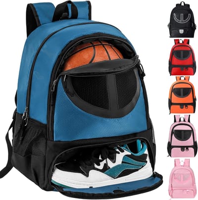 Sport Rugzak met Compartiment voor Bal en Schoenen - Lichtgewicht, Ademend, 30L Capaciteit - Perfect voor Jongens en Meisjes - Voor School, Gym en Reizen - Blauw
