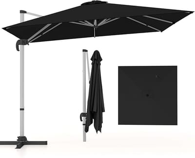 KOMFOTTEU Parasol rechthoek 300 cm - zweefparasol - aluminium stang - draaibaar - kantelbaar - tuinparasol - voor tuinen en balkons